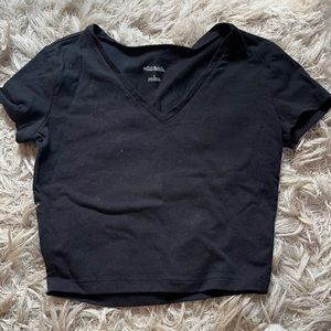 black, v neck wild fable top